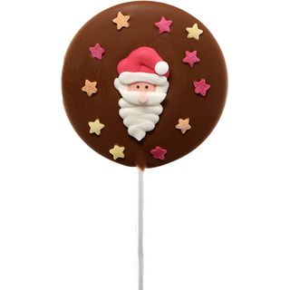 Lolly mit Weihnachtsmann und Streudekor Sternen, bunt Vollmilchschokolade